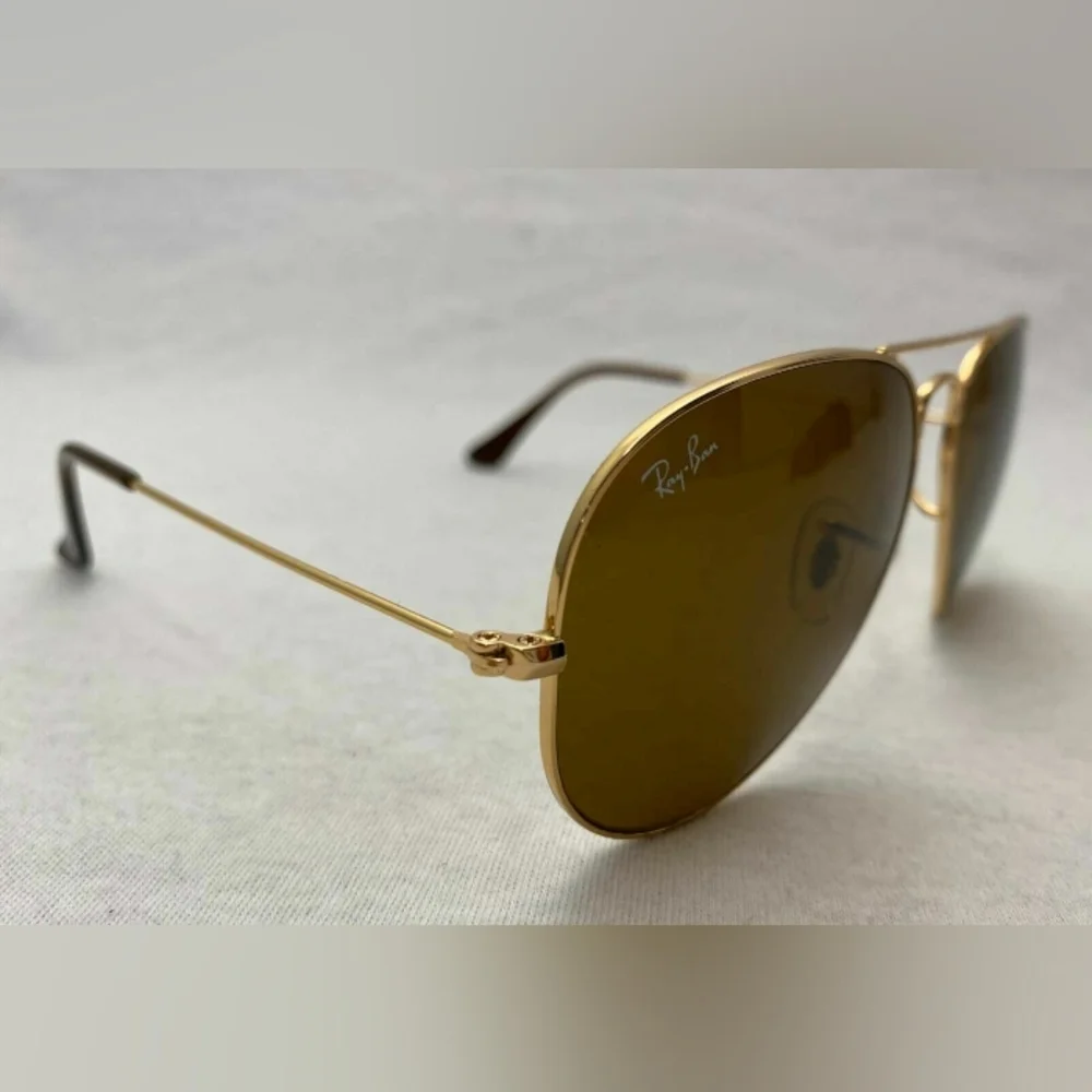 Ray-Ban Gold and Brown Aviator Sunglasses - Picture 2 of 7